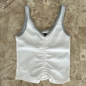 Abercrombie &Fitch White and Gray Ribbed Tank Top‎ Junior Size XS